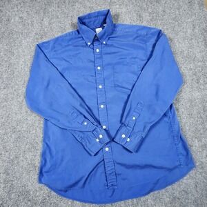 J.Crew Mens Large Blue Button Down Shirt Long Sleeve 100%‎ Cotton Solid Classic